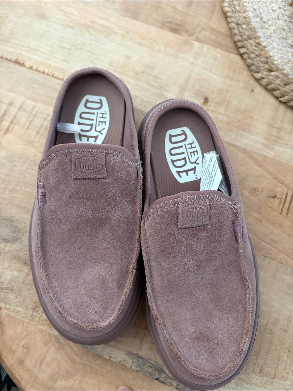 Hey Dude Men’s Suede Slip-On Loafers in Dusty Rose